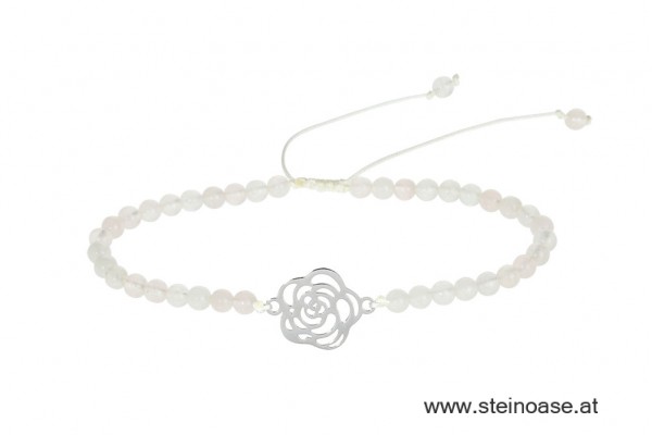 Armband Rosenquarz & Blume